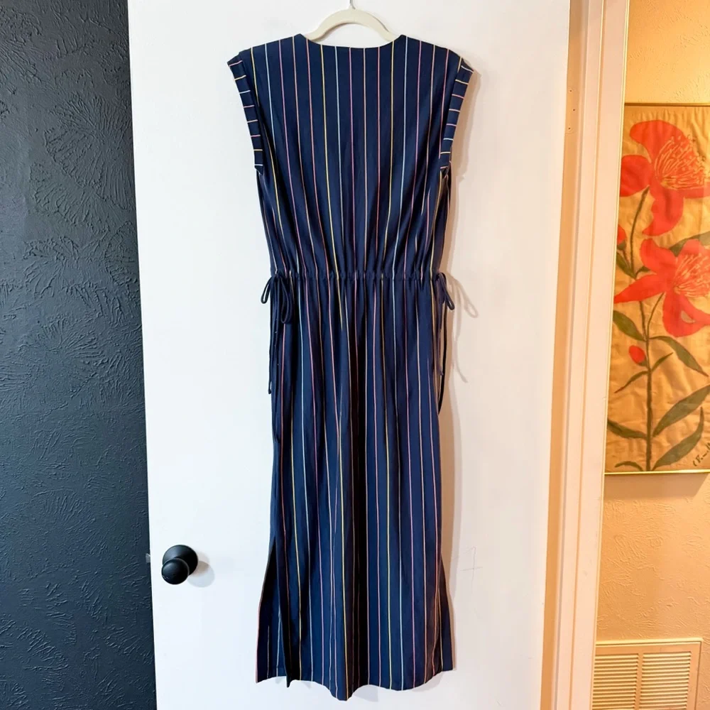 Marine Layer Roxanne Dress Navy Rainbow Stripe Size Small - Picture 5 of 6